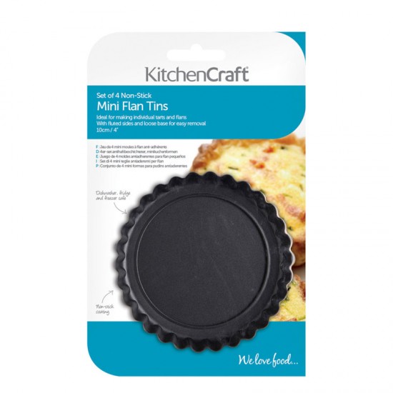 Non-Stick Mini Flan Tins Set 4