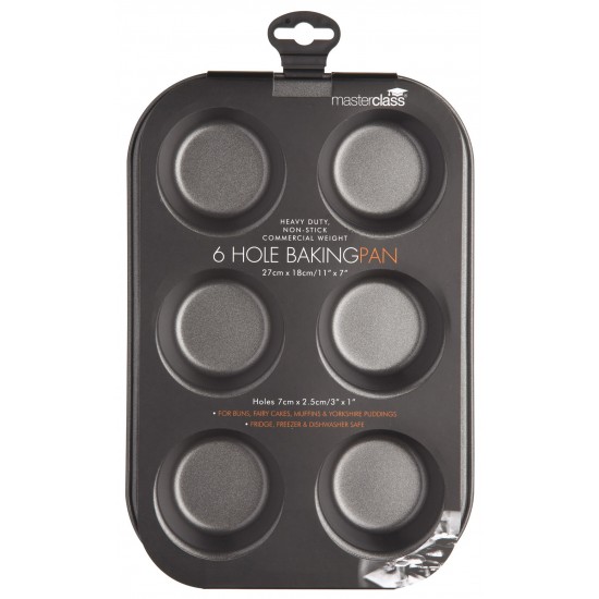 MasterClass Non Stick 6 Hole Baking Pan