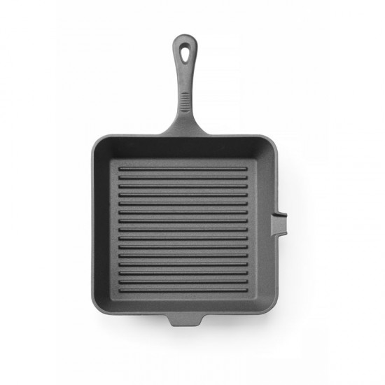 Cast Iron Ribbed Skillet Pan Square 