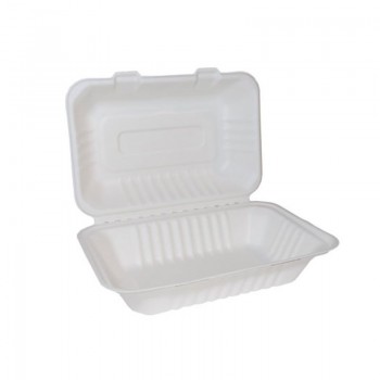 Bagasse Clamshell Dinner Box 9x6