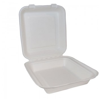 Bagasse Clamshell Lunch Box 8x8