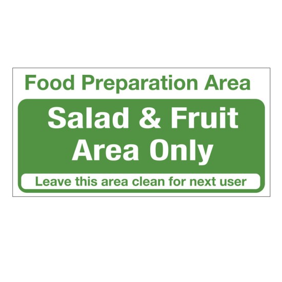 Hygiene Sticker Salad & Fruit Prep Area