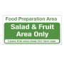 Hygiene Sticker Salad & Fruit Prep Area