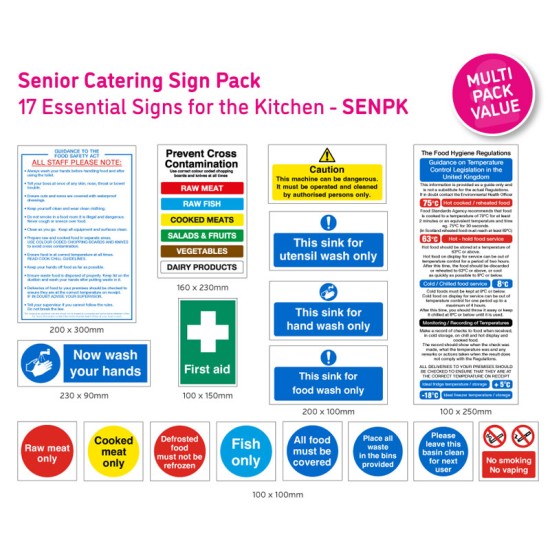 Catering Hygiene Sign's Senior Pack 17