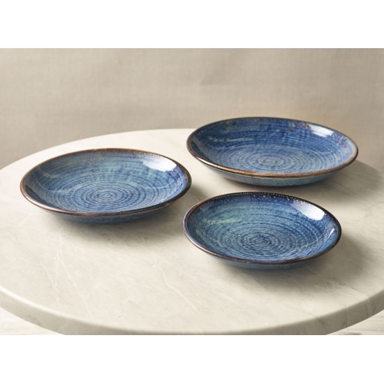 Aqua Blue Terra Porcelain Deep Coupe Plates