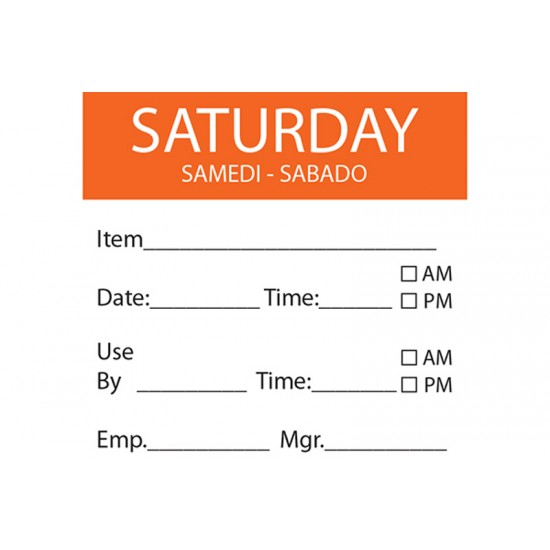 Day of the Week Food Safety Label 