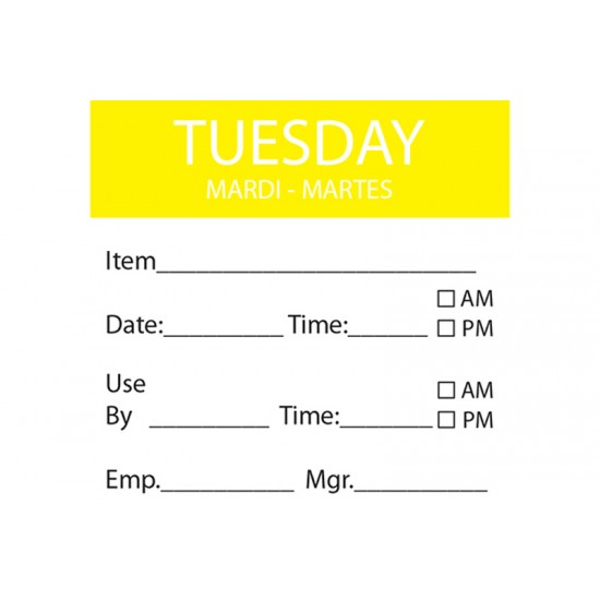 Day of the Week Food Safety Label 