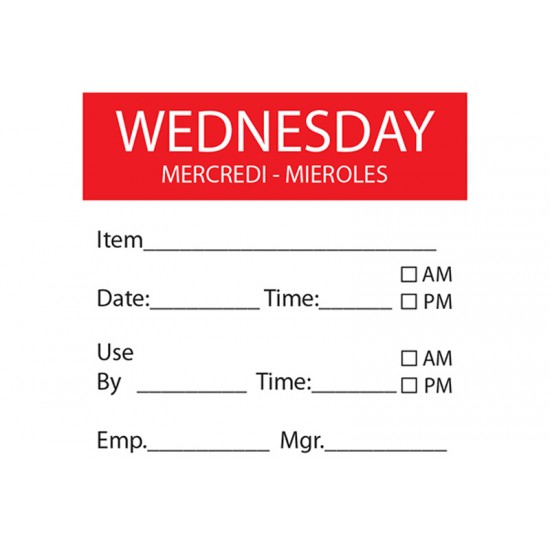 Day of the Week Food Safety Label 