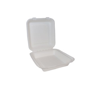 Bagasse Clamshell Lunch Box 8x8