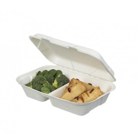 Bagasse Two Compartment Meal Box