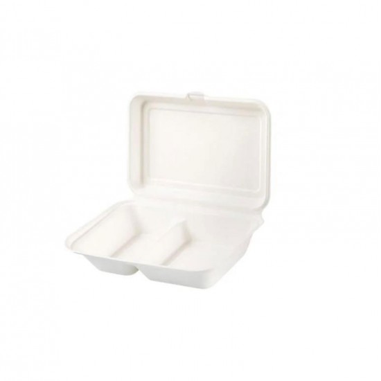 Bagasse Two Compartment Meal Box